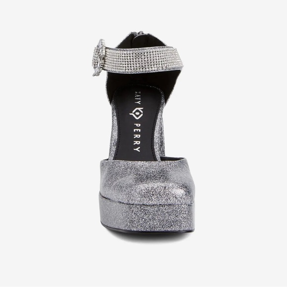 Katy Perry size 11 silver glitter The Uplift Buckle and Back Zip Platform Pumps - Picture 4 of 10
